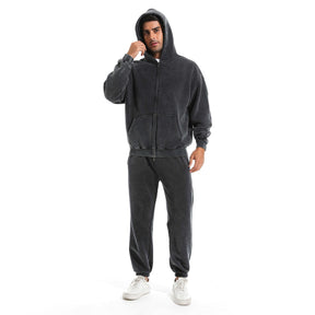 Loose Fit Washed Zip Up Hoodie