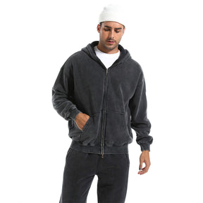 Loose Fit Washed Zip Up Hoodie