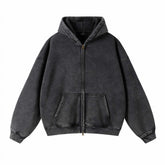 Loose Fit Washed Zip Up Hoodie